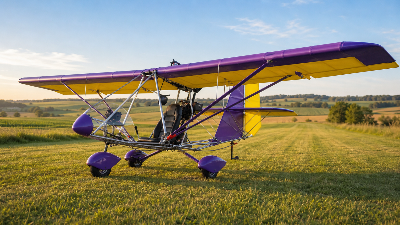Ultralight aircraft on a grass strip